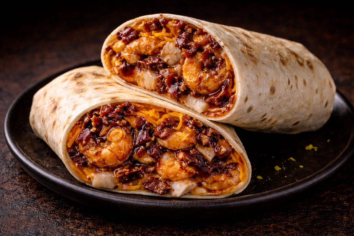 BBQ Bacon Ranch Shrimp Burrito